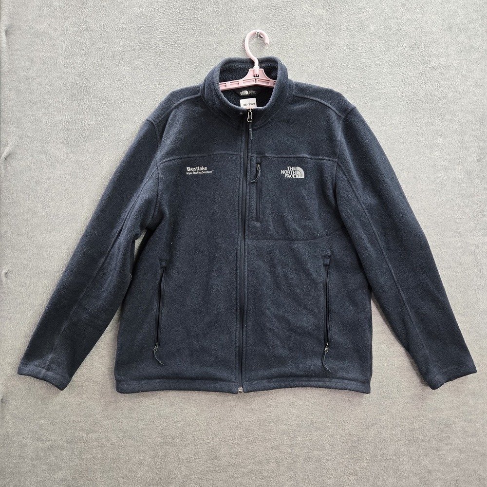 The North Face Men Jacket XL Navy Logo Embroidery Fleece Full Zip